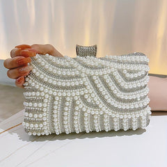 Pearl Rhinestone Evening Bag Dinner Clutch Purse Formal Banquet Handbag