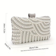 Pearl Rhinestone Evening Bag Dinner Clutch Purse Formal Banquet Handbag