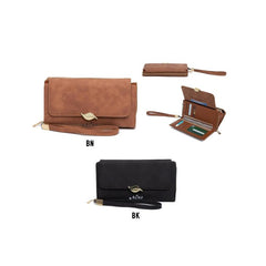 Metal Leaf Button Clutch Wallet Classic Solid Purse