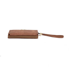 Metal Leaf Button Clutch Wallet Classic Solid Purse