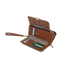 Metal Leaf Button Clutch Wallet Classic Solid Purse