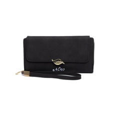 Metal Leaf Button Clutch Wallet Classic Solid Purse