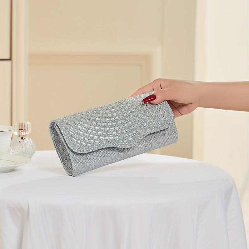 Glitter Clutch Purse Rhinestone Evening Bag for Wedding Party
