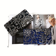 Flower Sequins Evening Bag Glitter Chain Clutch Purse for Wedding Prom Party
