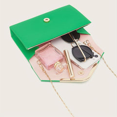 Stylish Solid Flap Bag Square Clutch Wallet Classic Purse