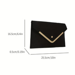 Croco Emossed Felt Envelope Clutch Metal Decor Evening Bag