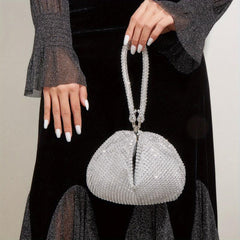 Rhinestone Decor Geometric Evening Satchel Bag