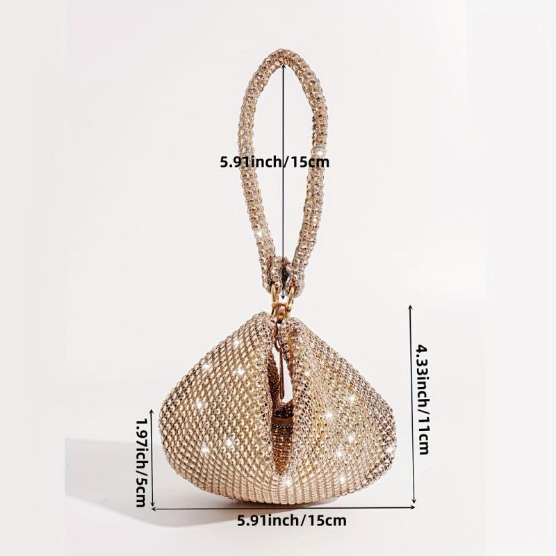 Rhinestone Decor Geometric Evening Satchel Bag