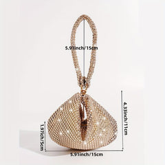 Rhinestone Decor Geometric Evening Satchel Bag