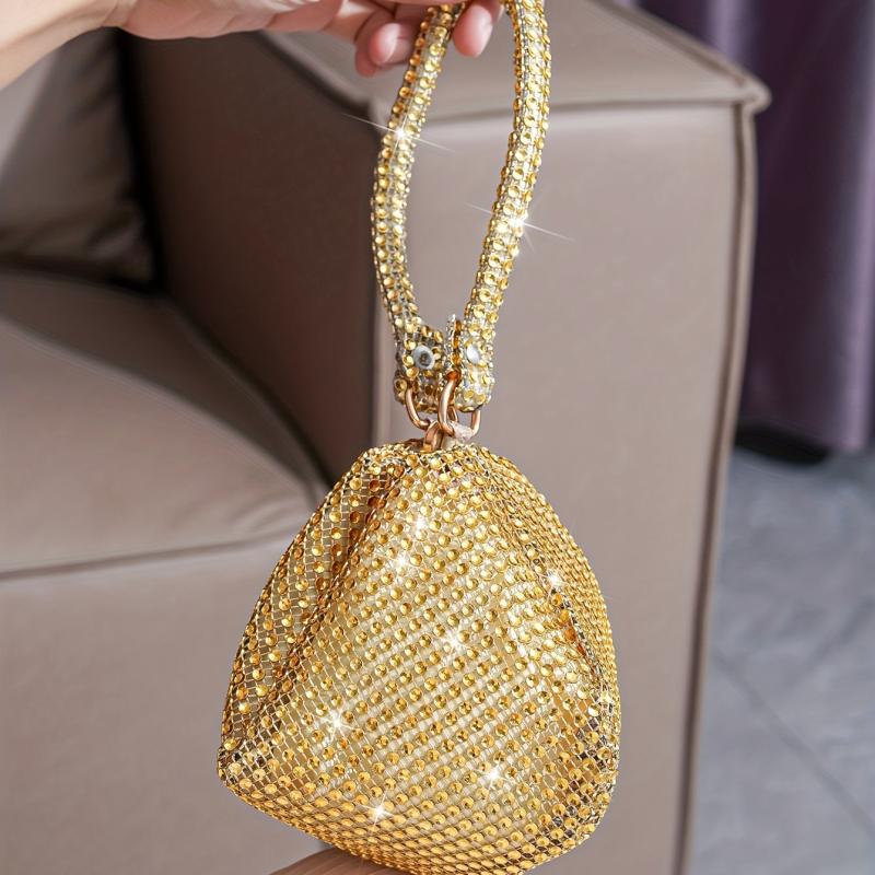 Rhinestone Decor Geometric Evening Satchel Bag