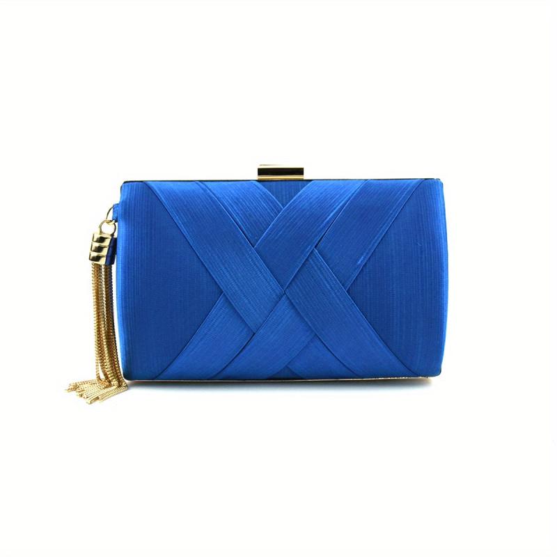 Braided Clutch Bag with Chain Strap Tassel Mini Evening Bag