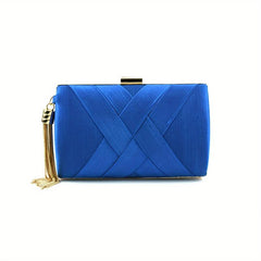 Braided Clutch Bag with Chain Strap Tassel Mini Evening Bag