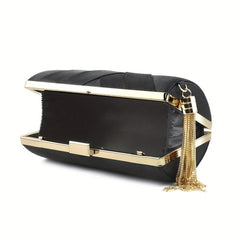 Braided Clutch Bag with Chain Strap Tassel Mini Evening Bag