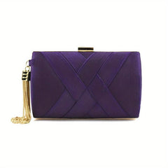 Braided Clutch Bag with Chain Strap Tassel Mini Evening Bag