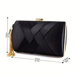 Braided Clutch Bag with Chain Strap Tassel Mini Evening Bag