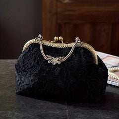 Floral Embroidered Frame Bag Kiss Lock Evening Purse