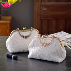 Floral Embroidered Frame Bag Kiss Lock Evening Purse