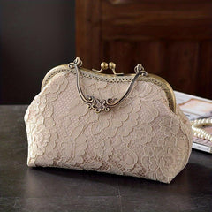 Floral Embroidered Frame Bag Kiss Lock Evening Purse