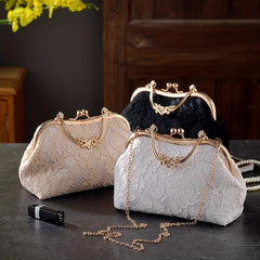 Floral Embroidered Frame Bag Kiss Lock Evening Purse
