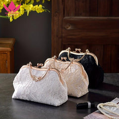 Floral Embroidered Frame Bag Kiss Lock Evening Purse