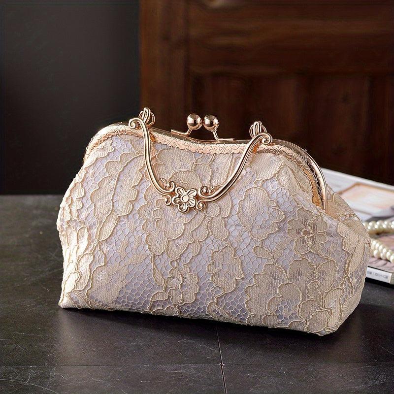 Floral Embroidered Frame Bag Kiss Lock Evening Purse