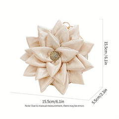 3D Flower Round Evening Bag Satin Clutch Wedding Purse Top Ring Handbag