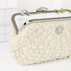 Faux Pearl Evening Bag Clutch Ring Wedding Prom Dress Purse