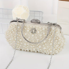 Faux Pearl Evening Bag Clutch Ring Wedding Prom Dress Purse