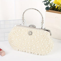 Faux Pearl Evening Bag Clutch Ring Wedding Prom Dress Purse