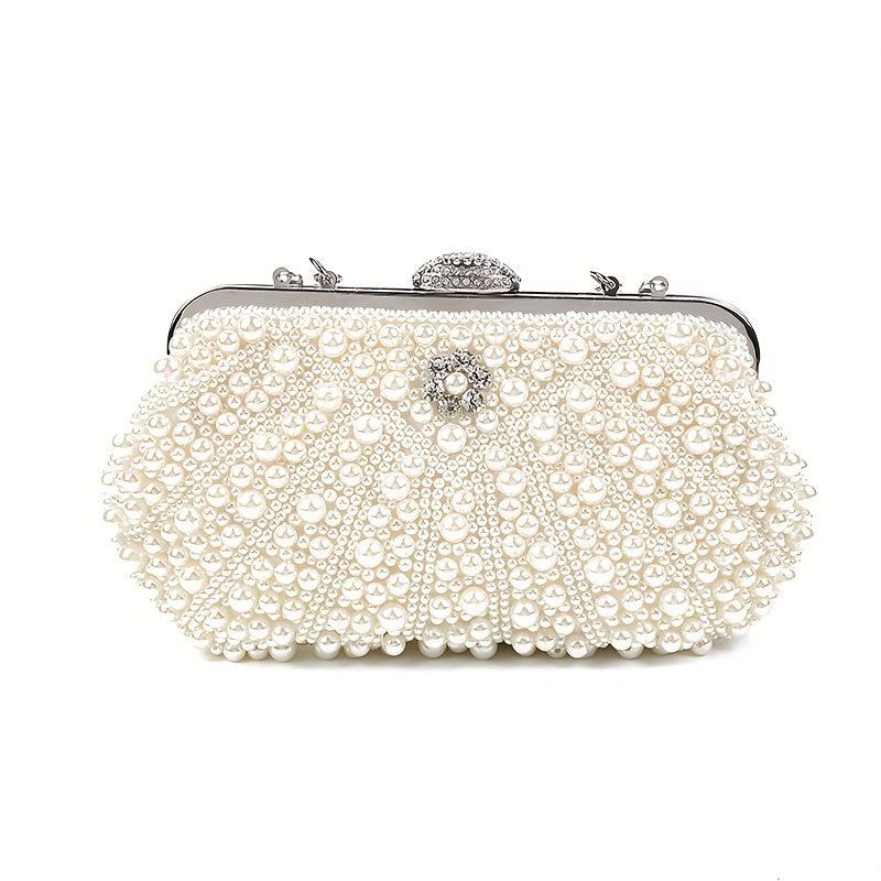 Faux Pearl Evening Bag Clutch Ring Wedding Prom Dress Purse
