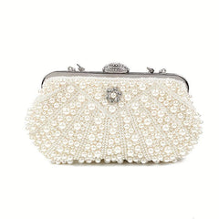 Faux Pearl Evening Bag Clutch Ring Wedding Prom Dress Purse