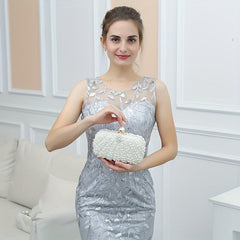 Beaded Evening Bag Clutch Box Purse for Wedding Party