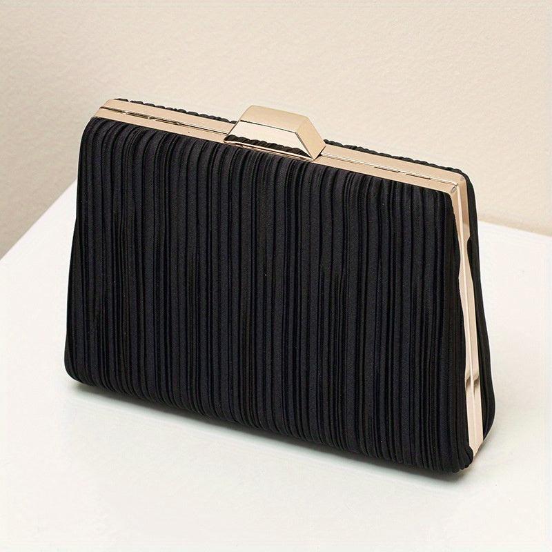 Ruched Evening Bag Top Ring Clutch Purse Satin Handbag For Wedding Party Prom