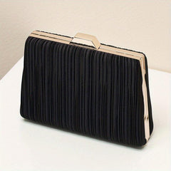 Ruched Evening Bag Top Ring Clutch Purse Satin Handbag For Wedding Party Prom