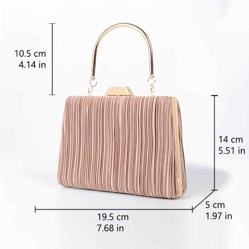 Ruched Evening Bag Top Ring Clutch Purse Satin Handbag For Wedding Party Prom