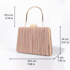 Ruched Evening Bag Top Ring Clutch Purse Satin Handbag For Wedding Party Prom