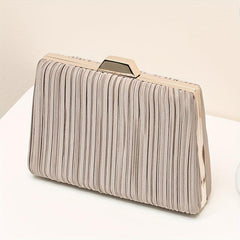 Ruched Evening Bag Top Ring Clutch Purse Satin Handbag For Wedding Party Prom