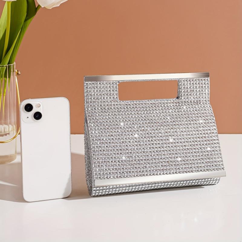 Rhinestones Evening Bag Glitter Top Handle Prom Purse Women's Clutch