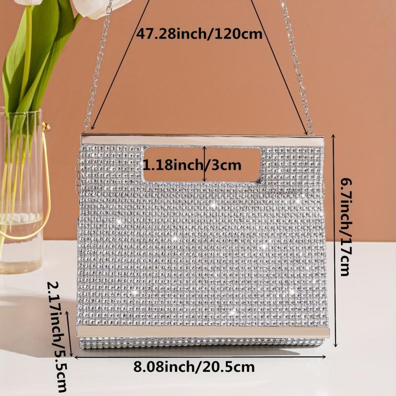 Rhinestones Evening Bag Glitter Top Handle Prom Purse Women's Clutch