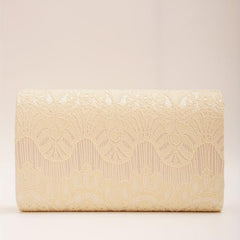 Golden Lace Curvy Flap Clutch Bag Chain Strap Evening Bag