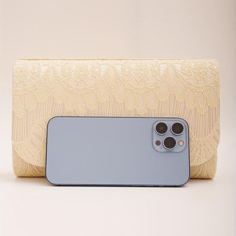 Golden Lace Curvy Flap Clutch Bag Chain Strap Evening Bag