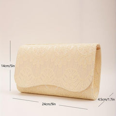 Golden Lace Curvy Flap Clutch Bag Chain Strap Evening Bag