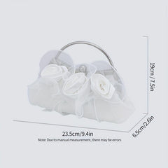 Vintage Satin Flower Evening Clutch Purse Chain Bag
