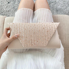 Satin Evening Bag Rhinestone Clutch Chain Handbag