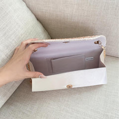 Satin Evening Bag Rhinestone Clutch Chain Handbag