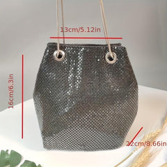 Sequin Bucket Bag Chain Crossbody Glitter Prom Purse for Evening Party