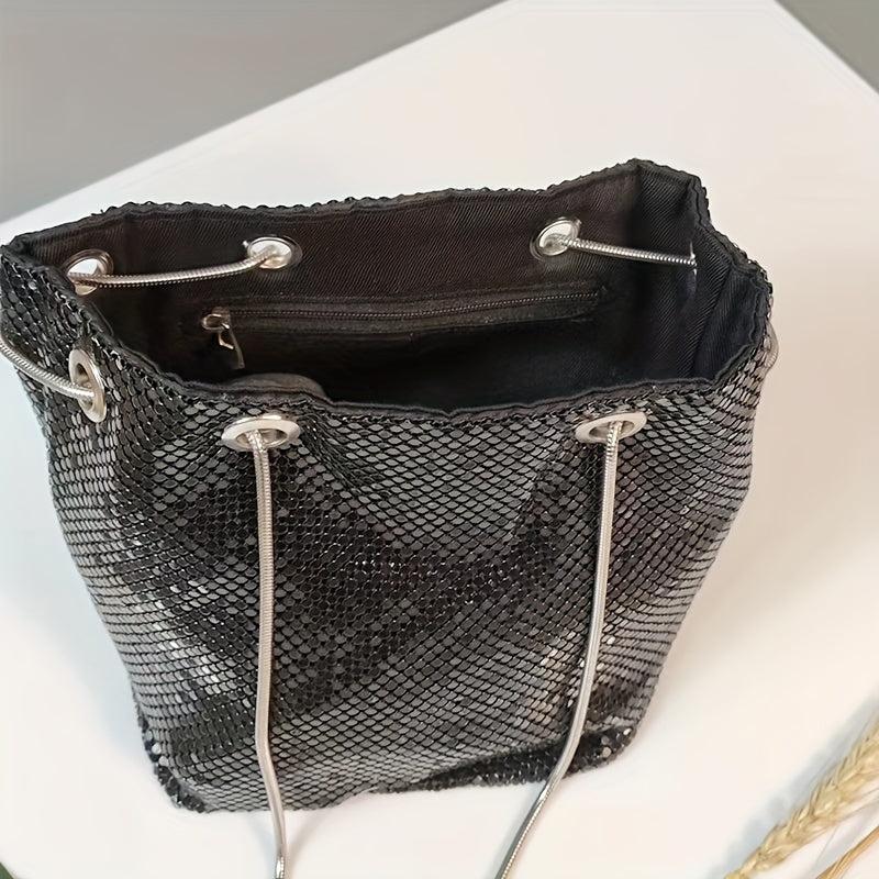 Sequin Bucket Bag Chain Crossbody Glitter Prom Purse for Evening Party