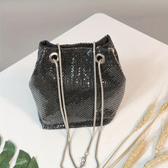 Sequin Bucket Bag Chain Crossbody Glitter Prom Purse for Evening Party