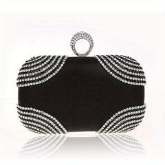 Golden Rhinestone Evening Clutch Bag Crystal Dinner Purse