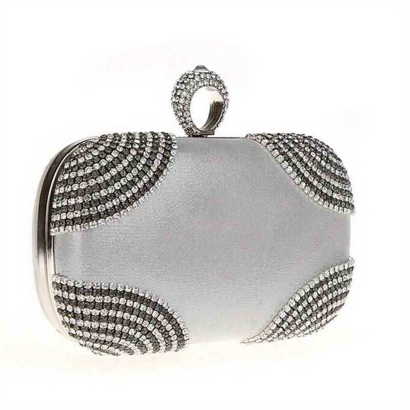 Golden Rhinestone Evening Clutch Bag Crystal Dinner Purse